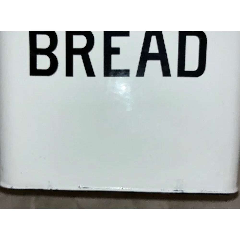 Bread Box Enamelware Metal Bin White Retro Shabby Chic Farmhouse 11x9x7.5